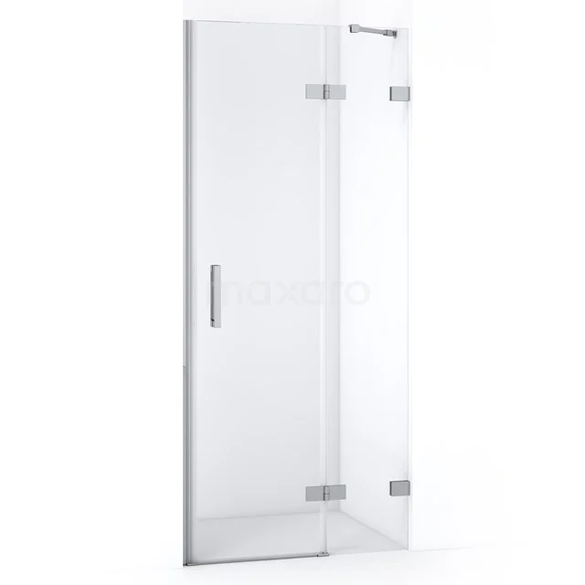 Glas Dusche Tür mit klarem Sicherheitsglas und Metall Scharnieren, ideal für eine moderne Badezimmer Einrichtung.