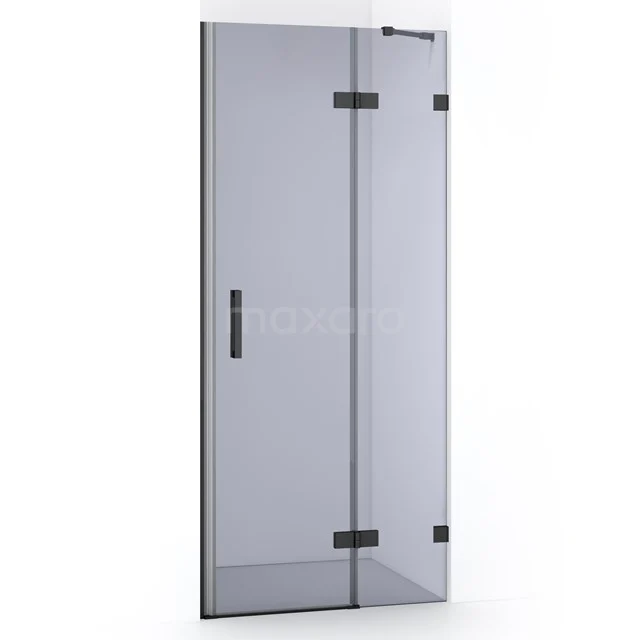 Diamond Shower door | 80 cm Black chrome Smoke glass Pivot door DDB22351221BC