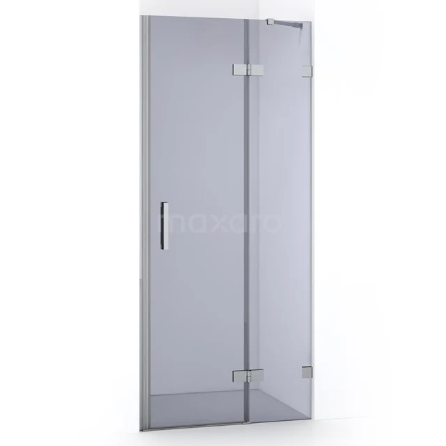 Glas Duschtür mit klarem Sicherheitsglas und metallenen Scharnieren, ideal für einen modernen Badezimmerstil.