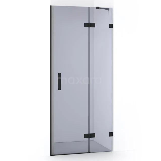 Duschtür Diamond 80cm Rauchglas Sicherheitsglas Matt Schwarz DDB22351221MB Glasdusche mit schwarzen Scharnieren und Haltegriff, modernes Design, ideal für stilvolle Badezimmergestaltung.