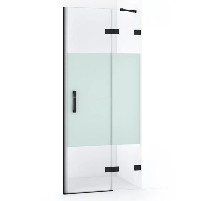 Diamond Shower door | 80 cm Matte black Clear with matt strip Pivot door DDB22351223MB