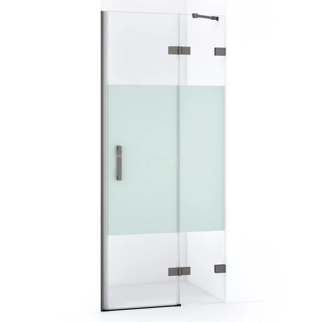 Diamond Shower door | 80 cm Black metal Clear with matt strip Pivot door DDB22351223ZM