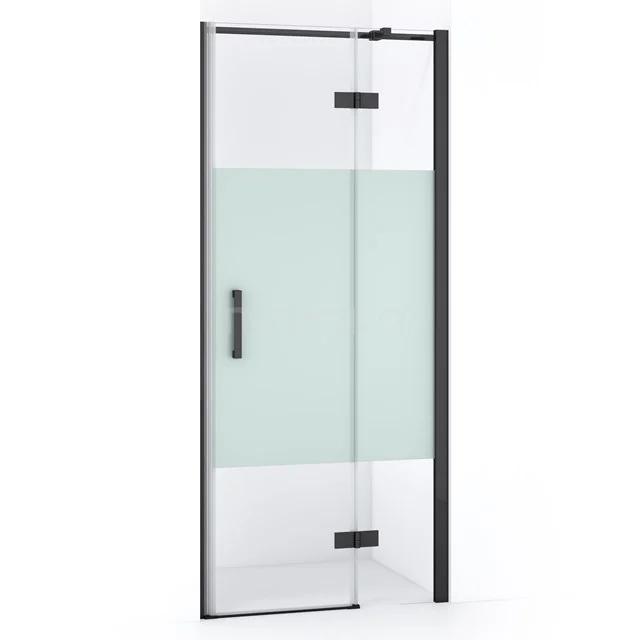 Diamond Douchedeur | 80 cm Zwart chroom Helder met matte strook Draaideur DDB22351313BC