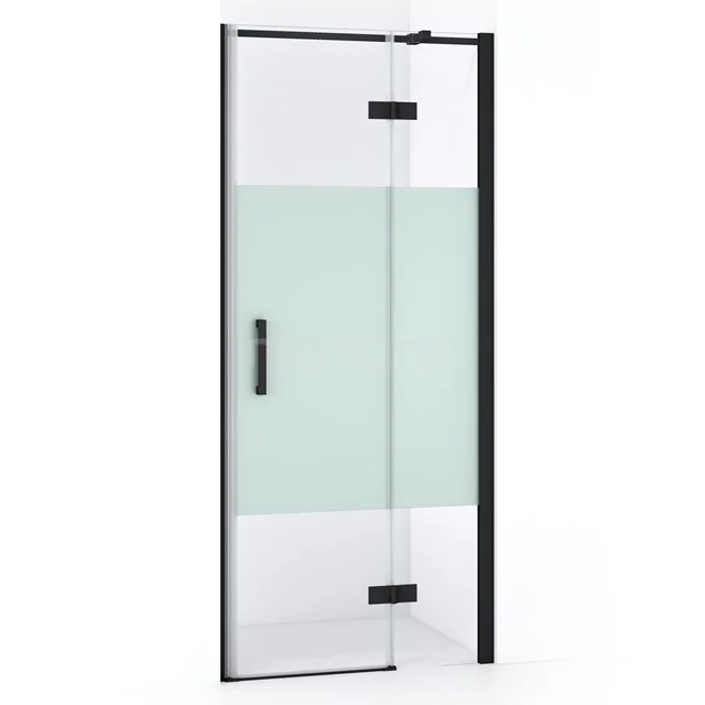 Diamond Shower door | 80 cm Matte black Clear with matt strip Pivot door DDB22351313MB