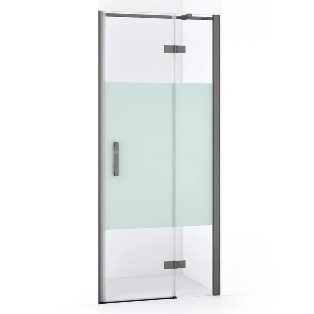 Diamond Shower door | 80 cm Black metal Clear with matt strip Pivot door DDB22351313ZMN