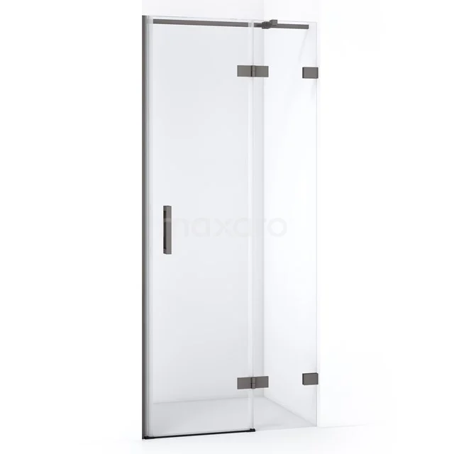 Diamond Douchedeur | 80 cm Zwart metaal Helder glas Draaideur DDB22351320ZM