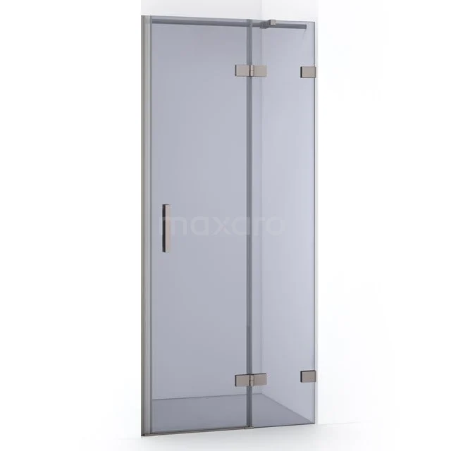 Glasdouchedeur mit matter Oberfläche, metallischen Scharnieren und Haltegriff, ideal für ein modernes Badezimmer.