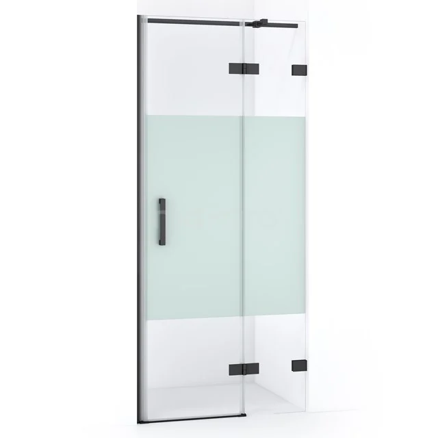 Diamond Shower door | 80 cm Black chrome Clear with matt strip Pivot door DDB22351323BC