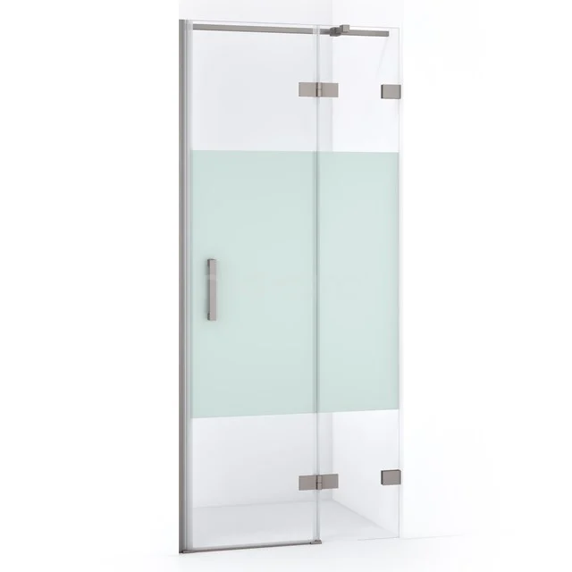 Duschtür mit klarem und mattglas, Aluminiumrahmen und Haltegriff, ideal für moderne Bäder.