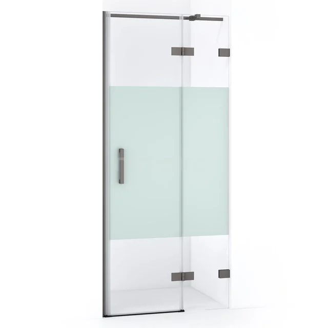 Diamond Shower door | 80 cm Black metal Clear with matt strip Pivot door DDB22351323ZM
