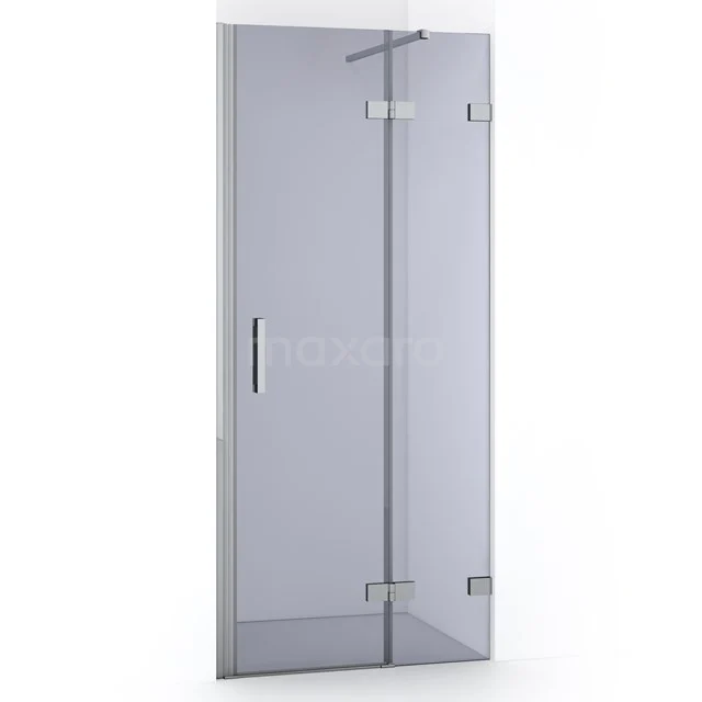 Glas Duschtür mit minimalistischem Design, Klarglas und Metallscharniere, ideal für ein modernes Badezimmer.