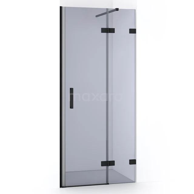 Glas Duschtür mit Schwarz Metall Scharnieren und Haltegriff, straffes Design, perfekt für moderne Bäder.