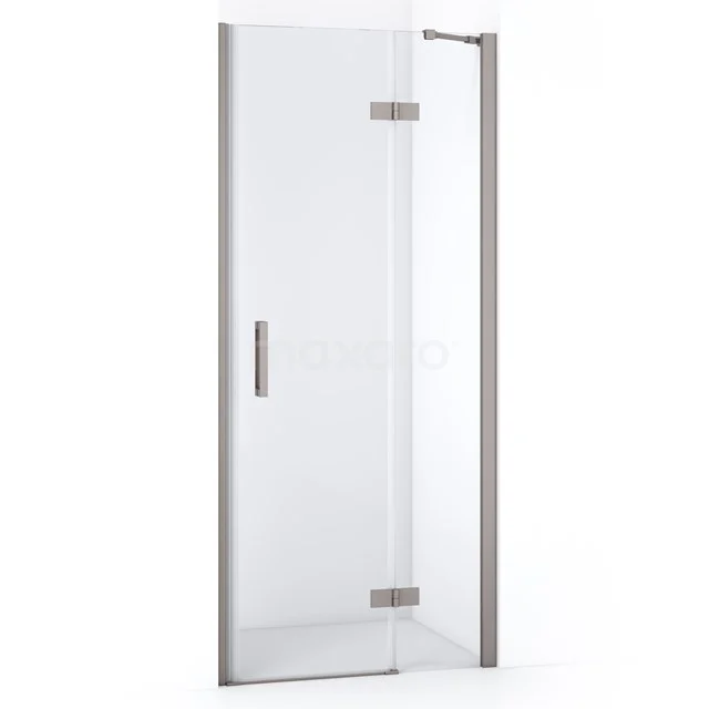 Glasene Duschtür mit silbernen Rändern, elegantes Design und Drehfunktion, ideal für moderne Bäder.
