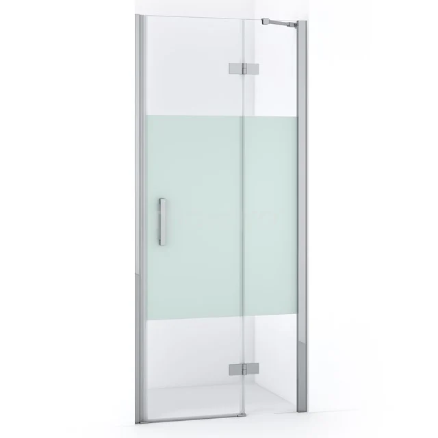 Eck-Duschkabine mit mattem Glas, Aluminium-Profil und Drehtür, ideal für eine moderne Badezimmer Einrichtung.
