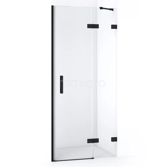 Diamond Duschtür | 80 cm Matt Schwarz Klarglas Drehtür DDB22352220MB Klarer Glas Duschtür mit schwarzen Scharnieren und Haltegriff, modernes Design für ein stilvolles Badezimmerinterieur.