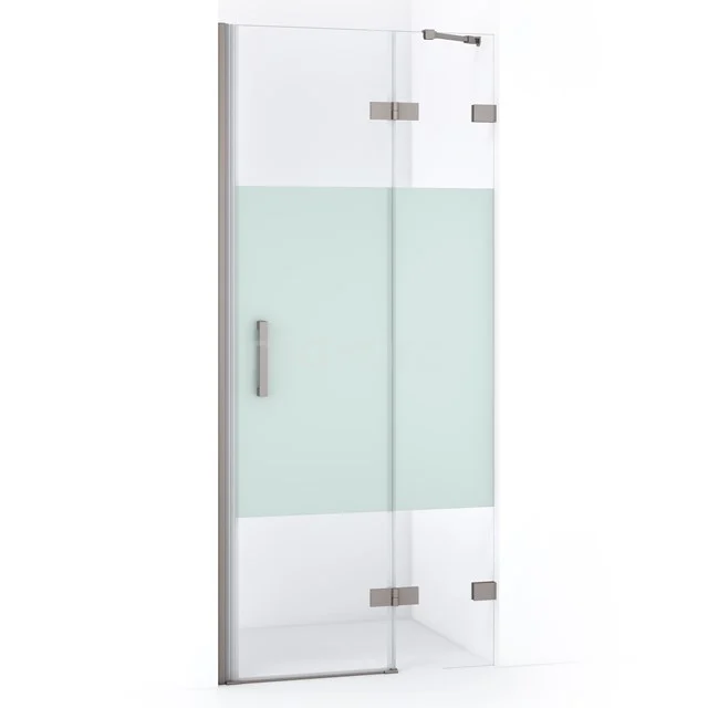 Diamant-Duschtüren DDB22352223BR Glas Duschtür mit mattglas Paneel, Aluminiumrahmen und modernem Haltegriff, perfekt für eine stilvolle Badezimmergestaltung.