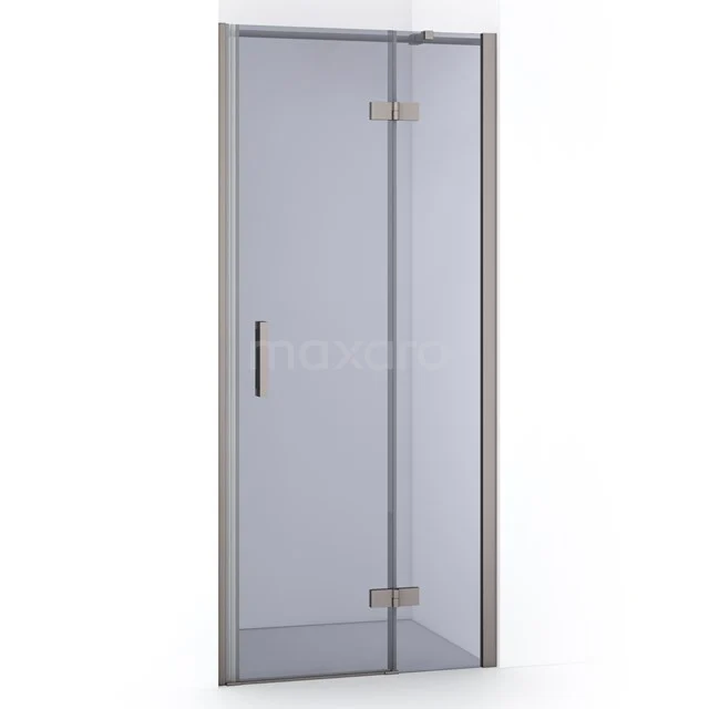 Glasene Duschtür mit schwarzem Aluminiumrahmen, perfekt für ein modernes Badezimmer; Schiebemechanismus zur Raumsparung.