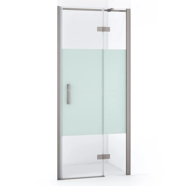 Diamond Shower door | 80 cm Stainless steel Clear with matt strip Pivot door DDB22352313BR