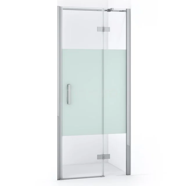 Duschtür mit Mattglas, silberner Rahmen, Drehtür. Stilvolle Glas-Badezimmerlösung, perfekt für moderne Bäder.