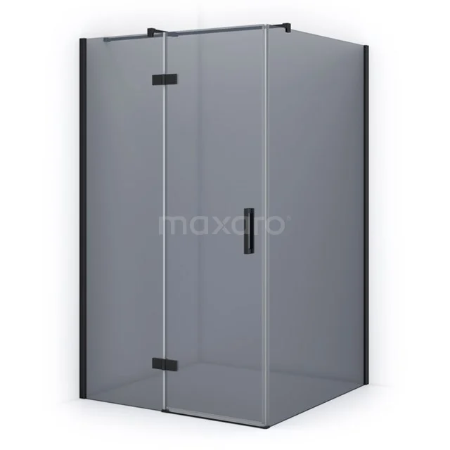 Pearl Shower cabin | 120x120 cm Matte black Smoke glass Pivot door Square CPB1266311M Modern shower enclosure with matte black profiles, clear glass and corner step, ideal as a stylish bathroom solution.