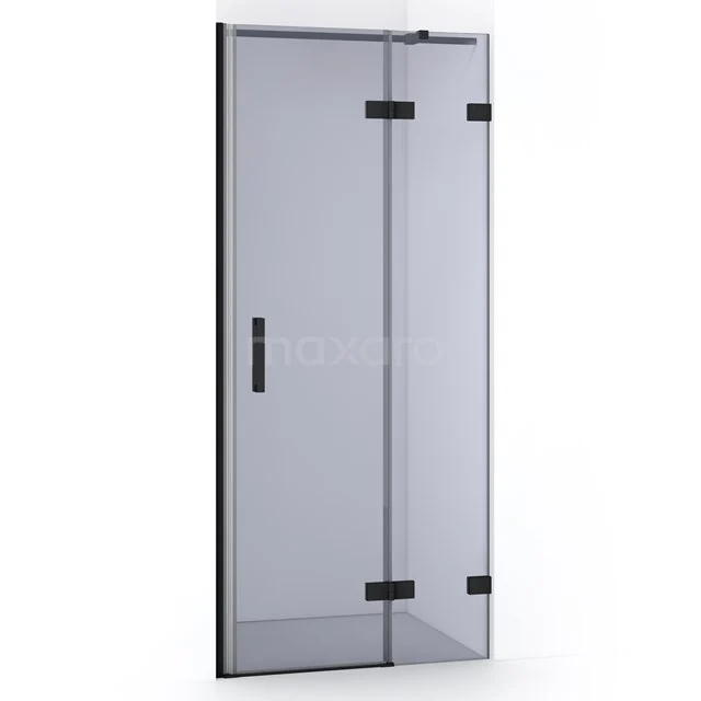 Diamond Shower door | 80 cm Matte black Smoke glass Pivot door DDB22352321MB