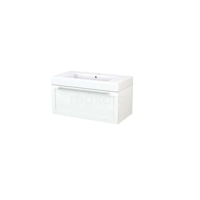 White ceramic basin with base cabinet, modern design, suitable for stylish bathroom design.