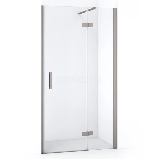 Glasene Duschtür mit silberfarbenen Rändern, modernes Design, ideal für eine stilvolle Badezimmergestaltung.