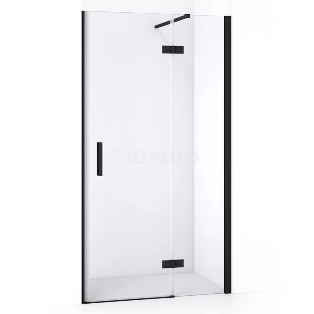 Minimalistische Glaskabine mit Schwarzrahmen, perfekt für ein modernes Badezimmer.