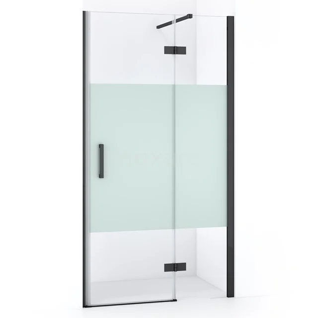Diamond Shower door | 90 cm Black chrome Clear with matt strip Pivot door DDB22361113BCN