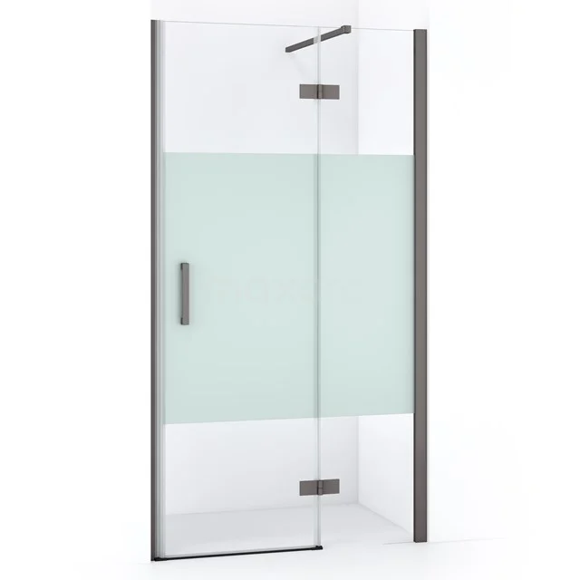 Diamond Shower door | 90 cm Black metal Clear with matt strip Pivot door DDB22361113ZMN