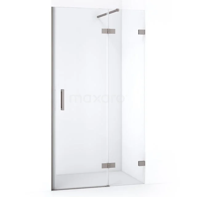 Duschtür Diamond 90cm aus klarem Sicherheitsglas Gebürsteter Edelstahl DDB22361120BR Glasdouchedeur mit verchromten Scharnieren, Klarglas, drehbarem Design und minimalistischem Griff für modernen Badezimmerstil.