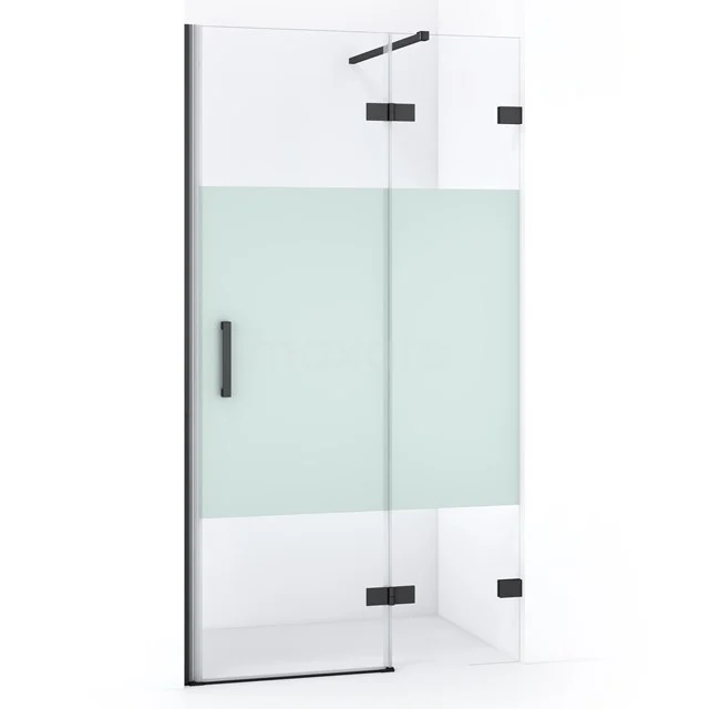 Diamond Shower door | 90 cm Black chrome Clear with matt strip Pivot door DDB22361123BC