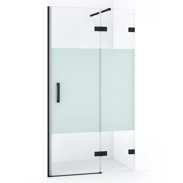 Diamond Shower door | 90 cm Matte black Clear with matt strip Pivot door DDB22361123MB