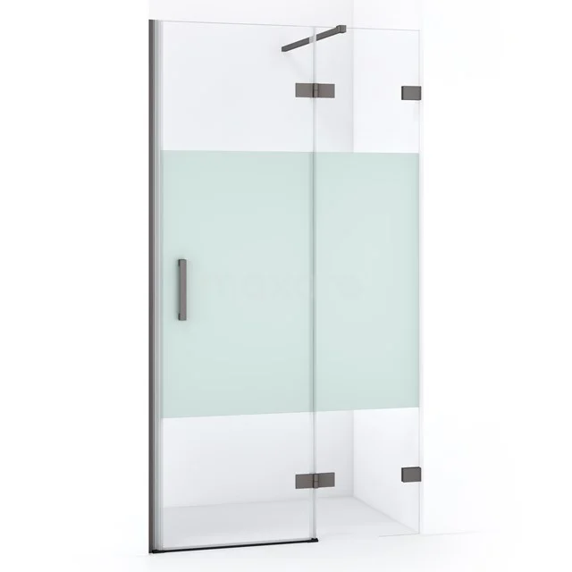 Diamond Shower door | 90 cm Black metal Clear with matt strip Pivot door DDB22361123ZM