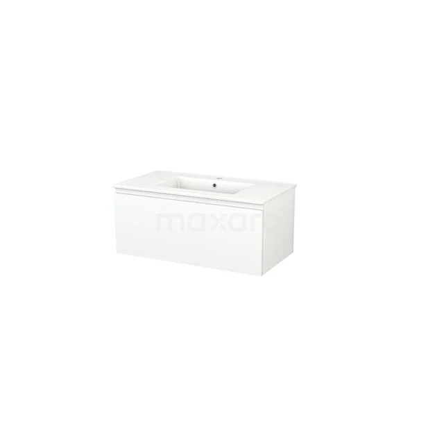 White rectangular vanity units with basin, modern finish, suitable for bathroom storage, durable materials.