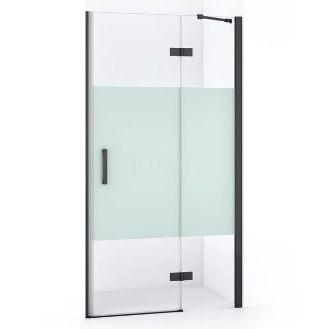 Diamond Douchedeur | 90 cm Zwart chroom Helder met matte strook Draaideur DDB22361213BCN