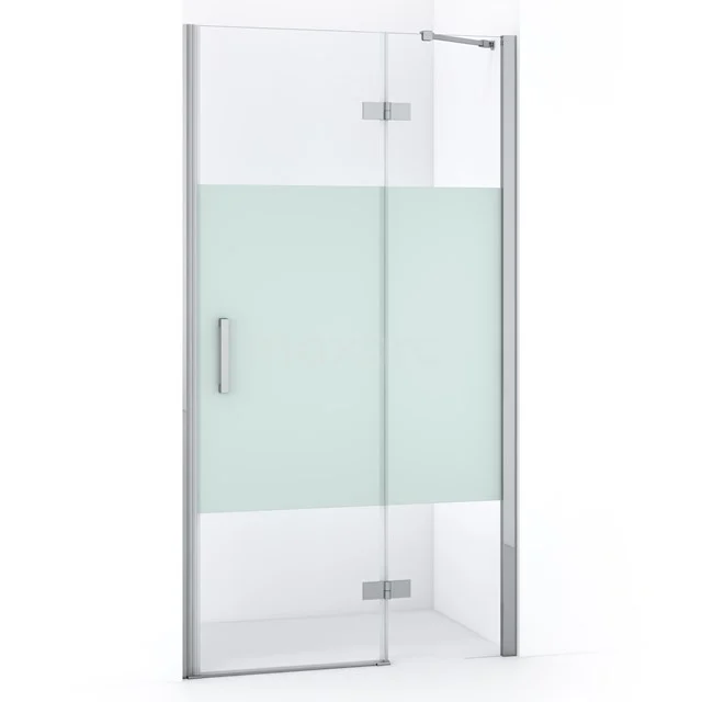 Diamond Duschtür | 100 cm Chrom Klar mit matter Streifen Drehtür DDB22461213C Glas Duschtür mit Mattglasakzent, Scharniere und Haltegriff, ideal für ein modernes Badezimmer.