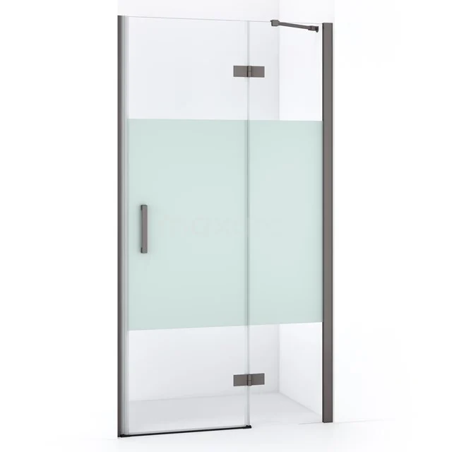 Diamond Shower door | 90 cm Black metal Clear with matt strip Pivot door DDB22361213ZMN