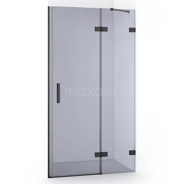 Diamond Shower door | 100 cm Black chrome Smoke glass Pivot door DDB22461221BC