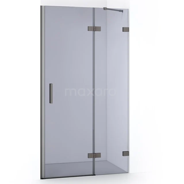 Diamond Shower door | 100 cm Black metal Smoke glass Pivot door DDB22461221ZM