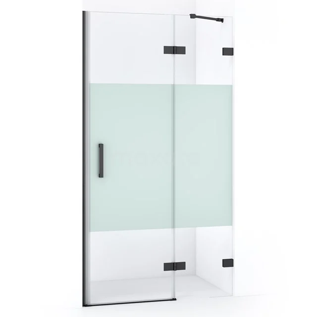 Diamond Shower door | 90 cm Black chrome Clear with matt strip Pivot door DDB22361223BC