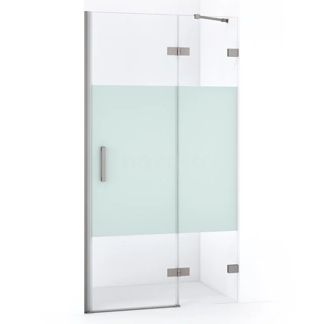 GlasduschTür mit mattem Glaspaneel, rostfreien Scharnieren und Haltegriff, ideal als stilvolle Badezimmerlösung.