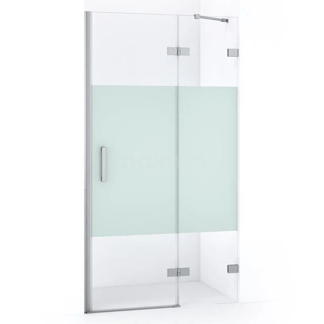 Duschtür Diamond 100cm aus klarem Sicherheitsglas mit mattem Streifen Chrom DDB22461223C Glasene Duschtür mit mattem Abschnitt, scharnierendem Design und metallischem Haltegriff für einen modernen Badezimmerstil.