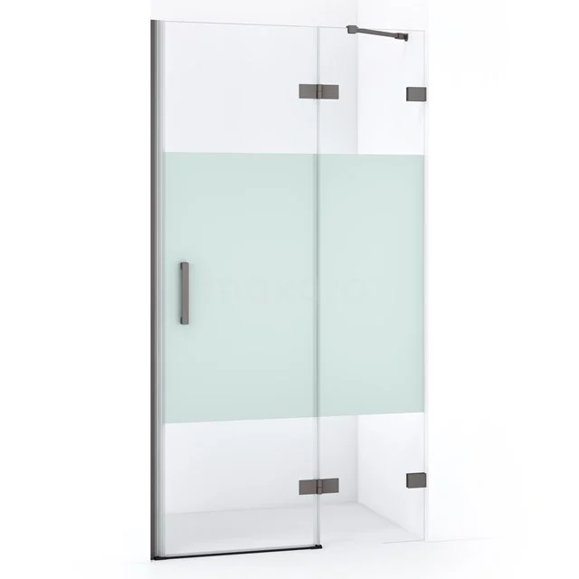 Diamond Shower door | 90 cm Black metal Clear with matt strip Pivot door DDB22361223ZM
