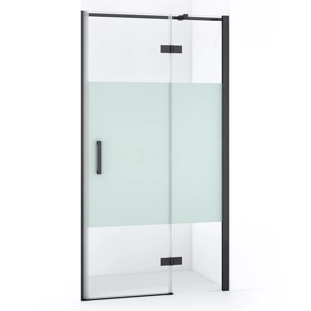 Diamond Shower door | 90 cm Black chrome Clear with matt strip Pivot door DDB22361313BCN