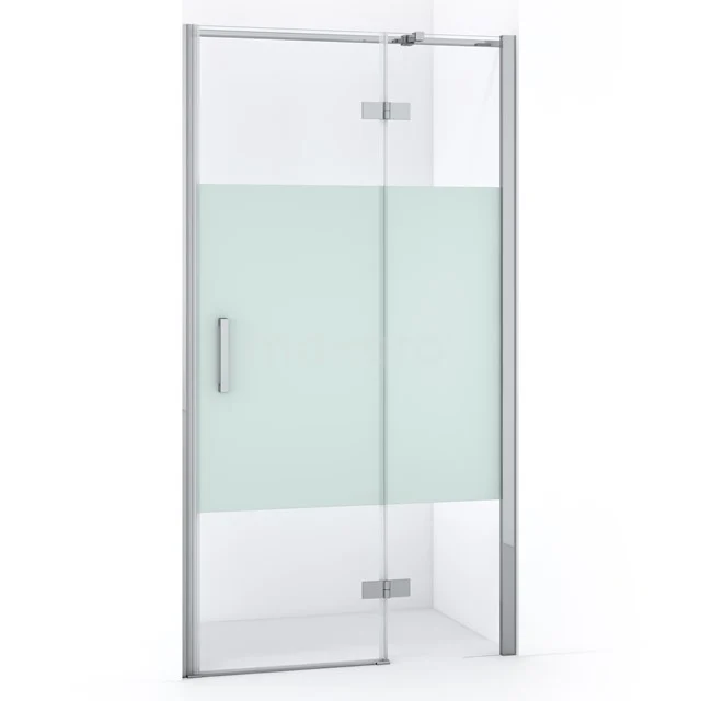 Diamond Duschtür | 100 cm Chrom Klar mit matter Streifen Drehtür DDB22461313C Duschtür mit satiniertem Glas und glänzendem Aluminiumrahmen, modernes Design, perfekt für ein stilvolles Badezimmer.