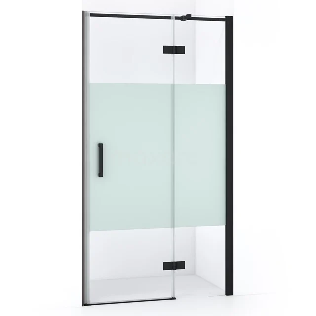 Glas Duschwand mit schwarzen Akzenten und mattem Streifen, ideal für einen modernen Badezimmer Stil.