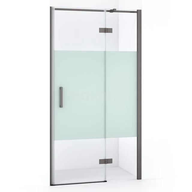 Diamond Shower door | 90 cm Black metal Clear with matt strip Pivot door DDB22361313ZMN