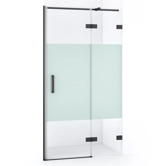 Diamond Shower door | 90 cm Black chrome Clear with matt strip Pivot door DDB22361323BC