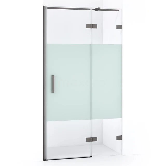 Diamond Shower door | 90 cm Black metal Clear with matt strip Pivot door DDB22361323ZM